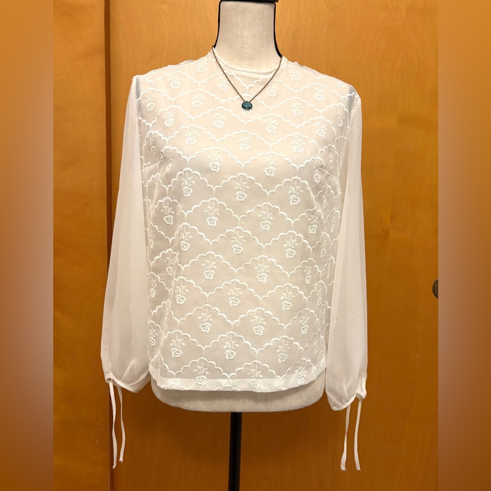 Vintage Trevira Sheer White Lace Women's Top